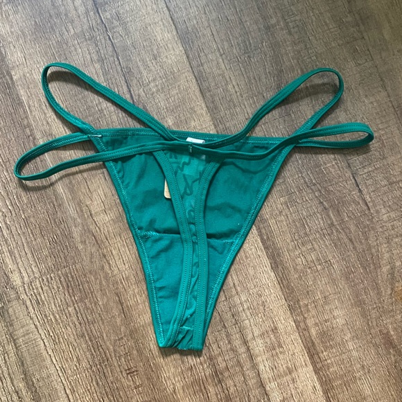 NWT Victoria’s Secret PINK Green Flocked Mesh Thong Panty - Picture 4 of 6